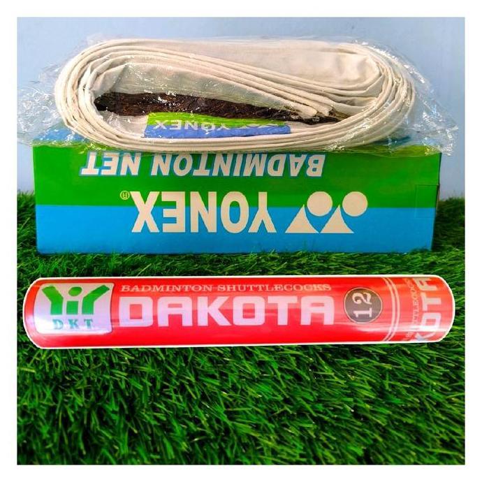 1 Paket Badminton Bundling Kok Dan Net Bulu Tangkis Ball Outdoor Raket Sport