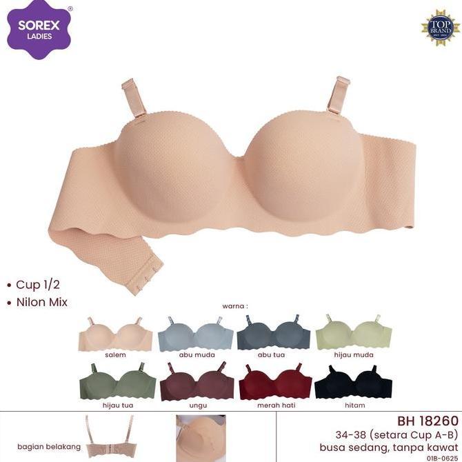 Sorex Bra Tanpa Kawat Push Up Busa Sedang Kait 3 Half Cup A-B Pori Pori Seamless BH 18260
