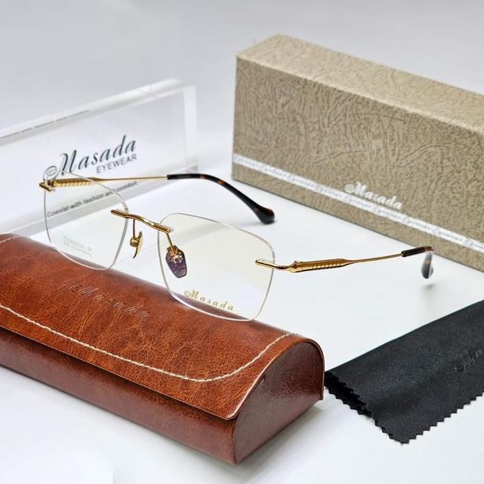 New  frame kacamata rimless bor original pure titanium masada 91109