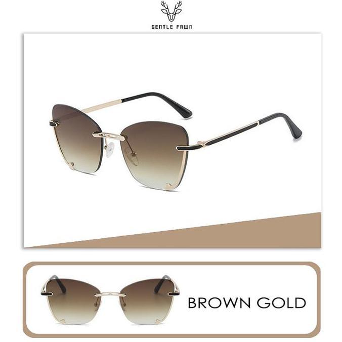 New  Gentle Fawn Sunglasses Kacamata Hitam Metal Anti UV Style Cat Eye 2825