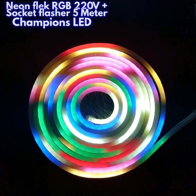Lampu LED Strip Selang Neon Flek RGB Flasher 220V 5 Meter
