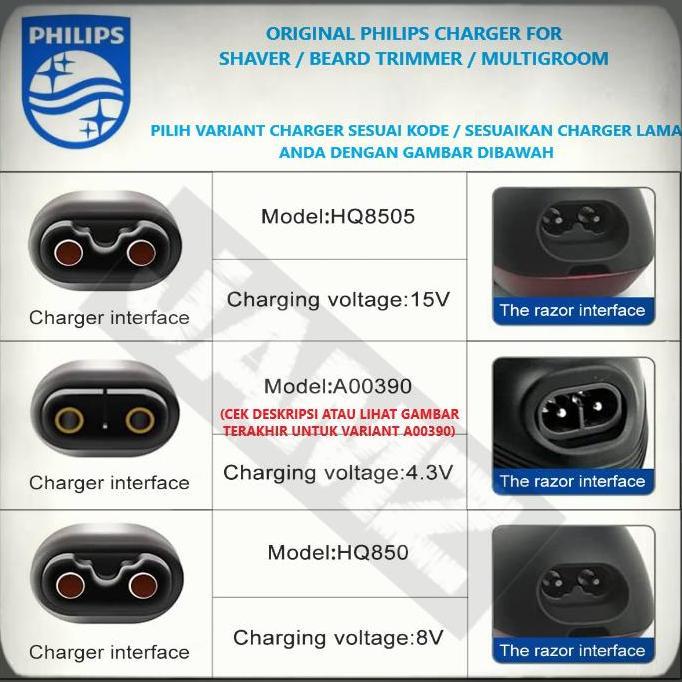 PHILIPS Charger HQ8505 A00390 HQ850 Adaptor Charger Ori