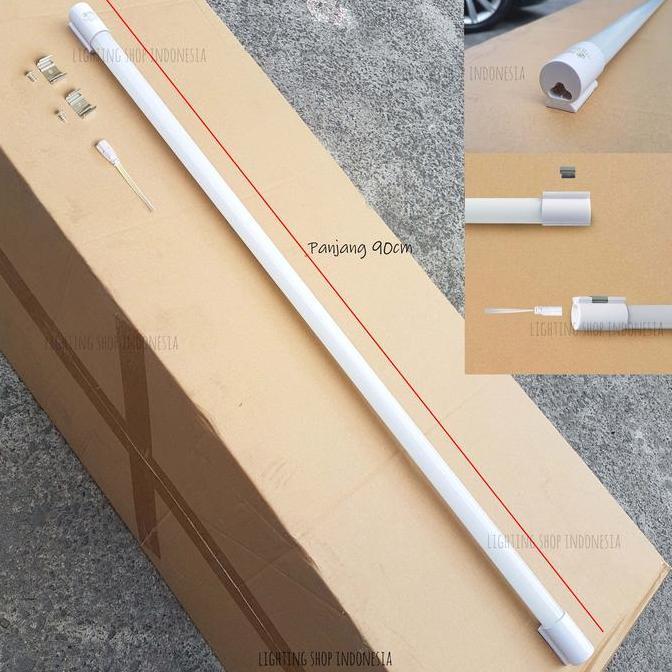 Lampu dinding wastafel led panjang neon T8 12w 90cm putih outbow