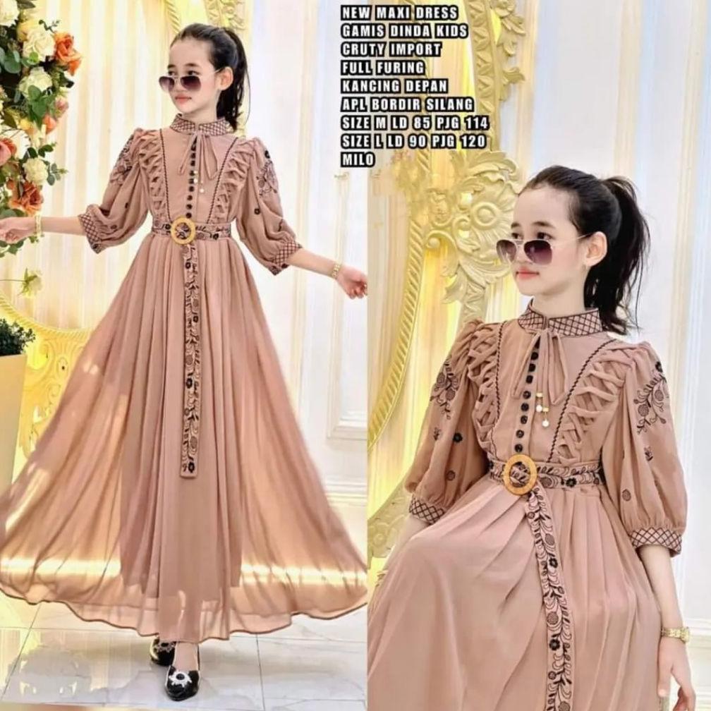 Premium Cod Dinda Dress Kids New Shr Usia 7 - 12 Tahun Gamis Anak Perempuan Baju Muslim Anak Kekinia