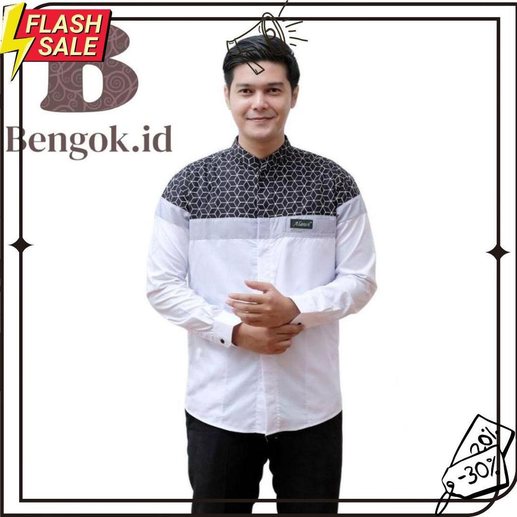 Kemeja Koko Lengan Panjang Dewasa Motif Senopati Warna Coksu - Baju Koko Dewasa Motif Senopati Termu