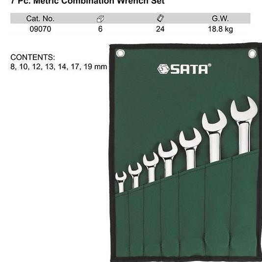 Combination Wrench SET 7 Pcs METRIC Kunci Ring Pas 09070 SATA TOOLS