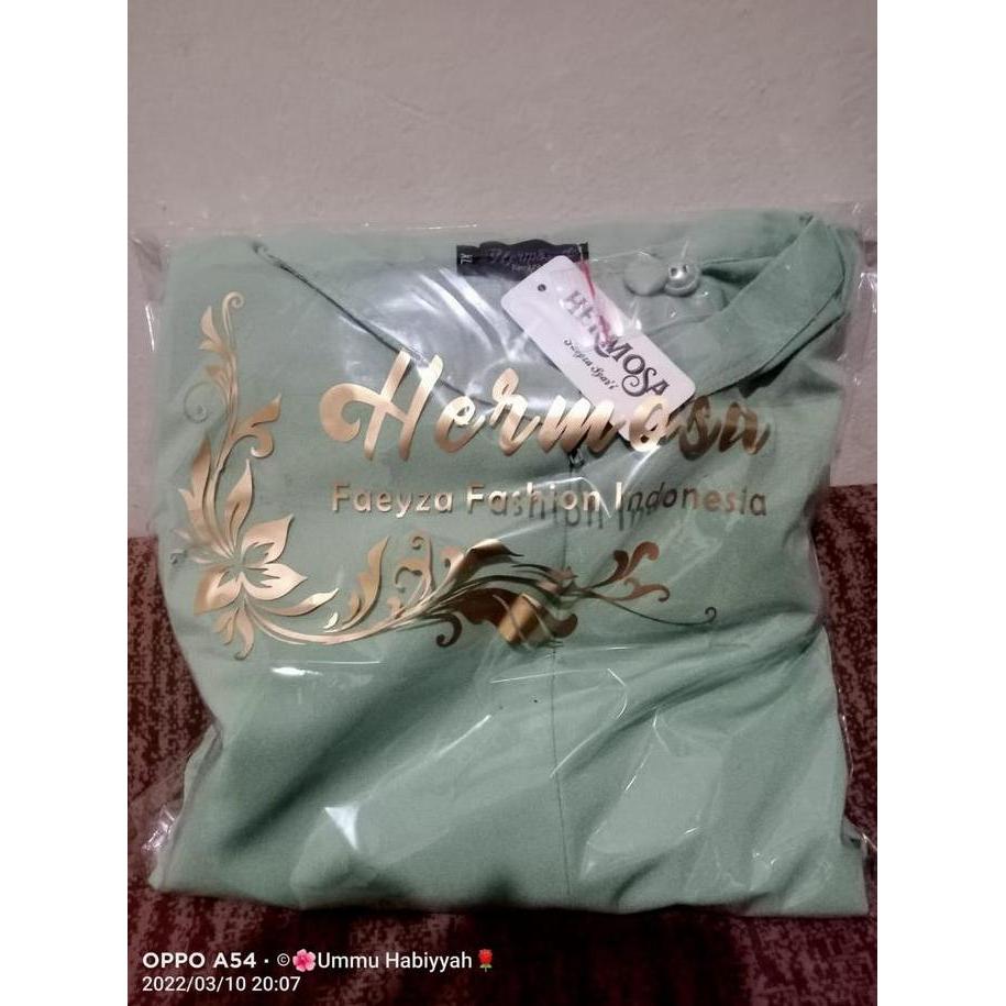 Diskon [Gamis Hermosa] Gamis Polos Opnesel Hermosa Warna Hijau Mint-Gamis Hijau Soft Muslim Lembut K