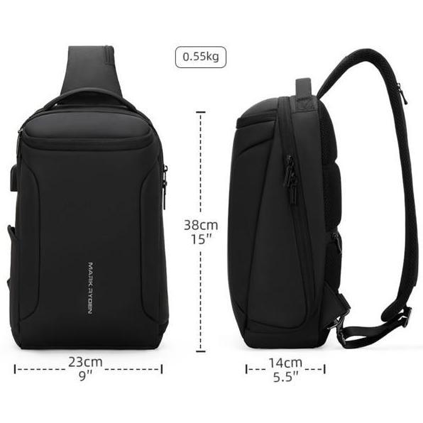 Mark Ryden Tas Selempang Pria Crossbody Waist Sling Bag USB  MR7069