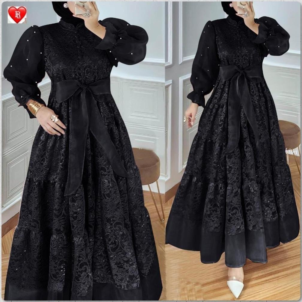 (PROMO) ISNELI STORE Gamis ORGANZA / Gamis Brukat kombinasi Organza / Gamis Organza kombinasi / Paka