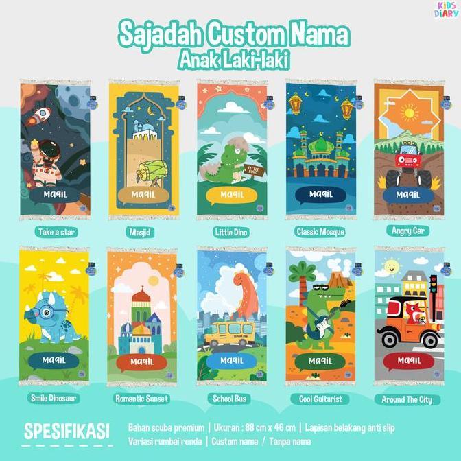 Terjangkau Sajadah Anak Custom Nama Sablon Motif Sajadah Printing Anti Slip Muslim Travel Waterproof