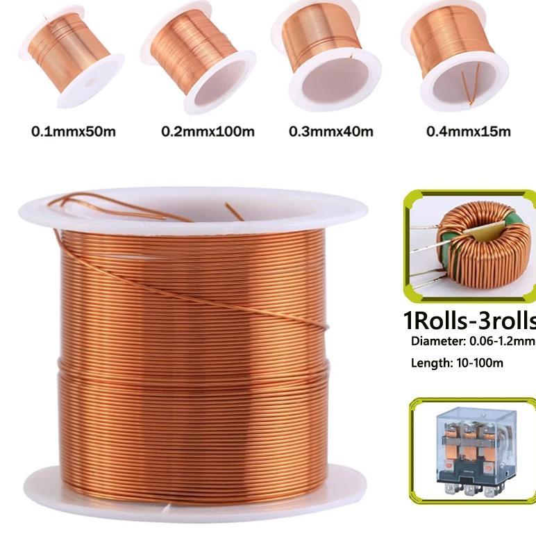 1-3Rolls copper lacquer wire 0.06mm -1.2mm Cable Copper Wire Magnet Wire Enameled Copper Winding Wir