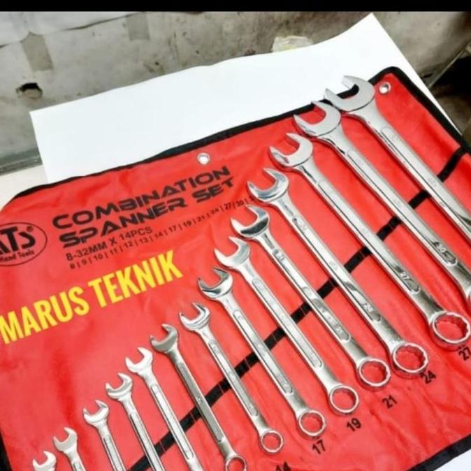 Kunci Ring Pas Set 14pc 8 - 32mm ATS bahan drop forged steel