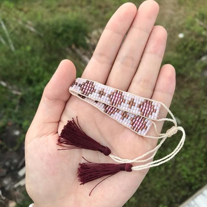 Redmegic- Gelang Etnik5 Row Bead Loom Bracelet - Gelang Tali Handmade Persahabatan