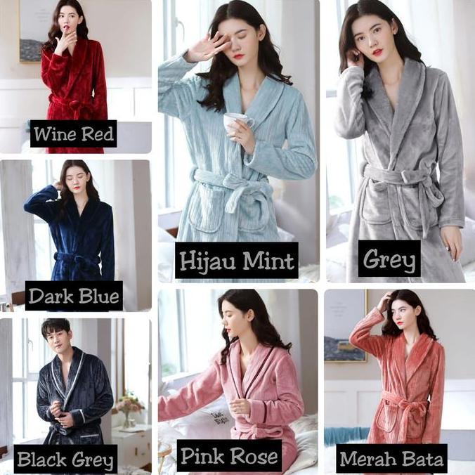 Kimono Handuk / Jubah Handuk / Baju Handuk Kimono Dress Bathrobe Couple Dewasa Pria   Wanita Unisex 
