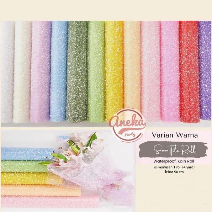 Yoiyouu- Kain Tile Salju / Snow Wrapping Paper Snowflake Polimesh / 1 Rol Kain Tile Salju Paper Buke