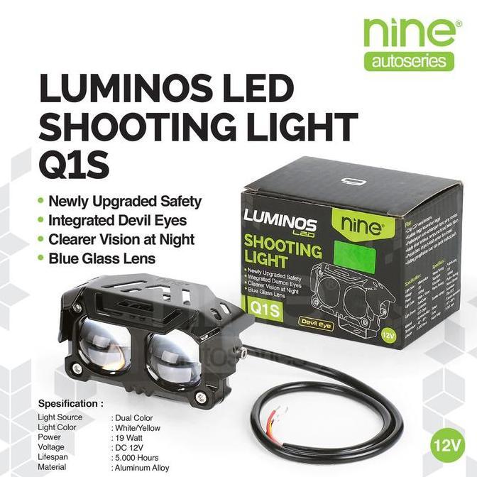 LAMPU SOROT LED LAMPU TEMBAK MOTOR MOBIL LUMINOS 2 MATA LED Q1S - NINE AUTOSERIES ASLI