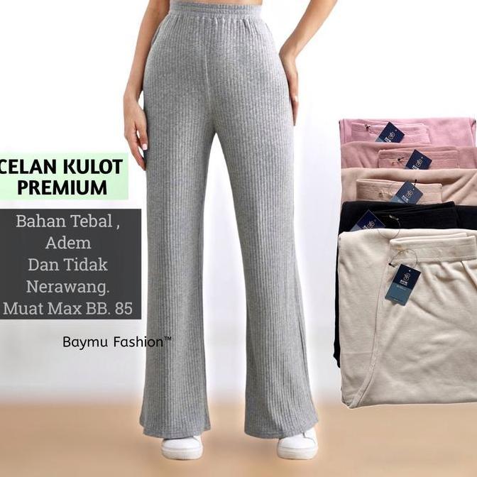 Kirimlangsung- Celana Kulot Rajut Premium Jumbo Bigsize Melar Nyaman Tebal