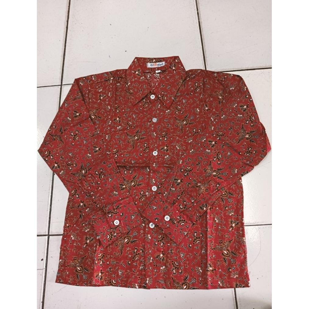 BEST SELLER BAJU BATIK MERAH LENGAN PANJANG SD , BATIK SEKOLAH, SERAGAM BATIK SEKOLAH SD ,