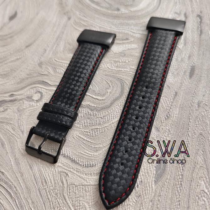 Strap Leather Kulit Carbon Cabon Style Genuine Asli Quick Fit Quickfit Easy Release Watch Band Garmi