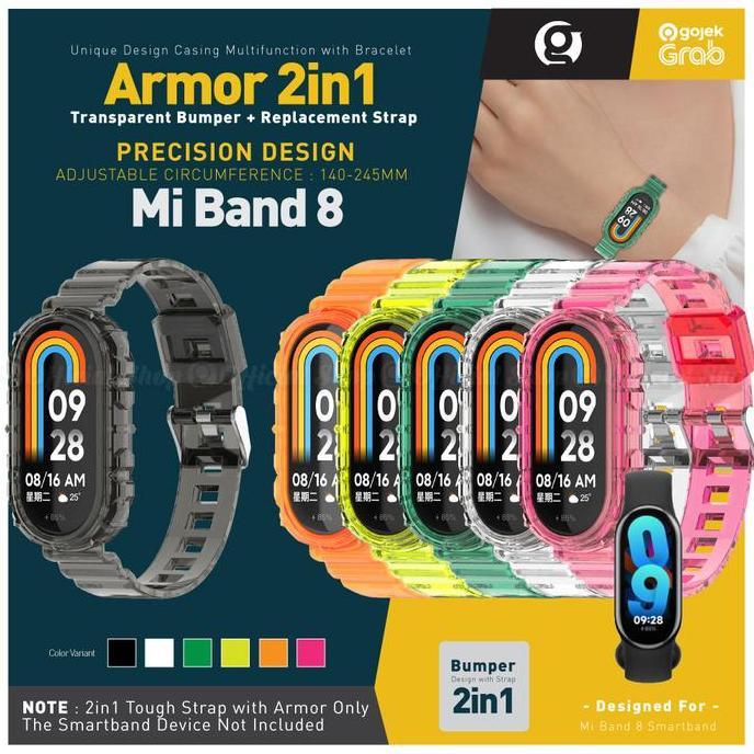 Armor 2in1 Rubber Strap Band8 w/ Bumper Case Cover for Xiao Mi Band 8