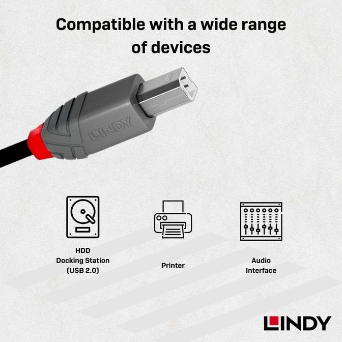 Lansungkirim- Kabel Printer & Audio Interface Lindy Usb 2.0 Type C To Type B Male To Male
