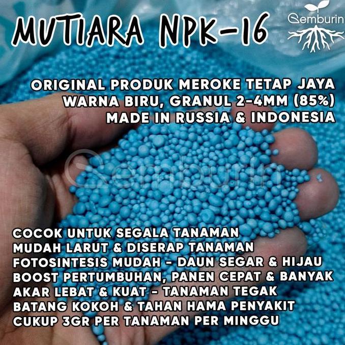 Pupuk NPK Mutiara 16-16-16 Biru 50kg Kemasan Karung Pabrik Meroke Asli