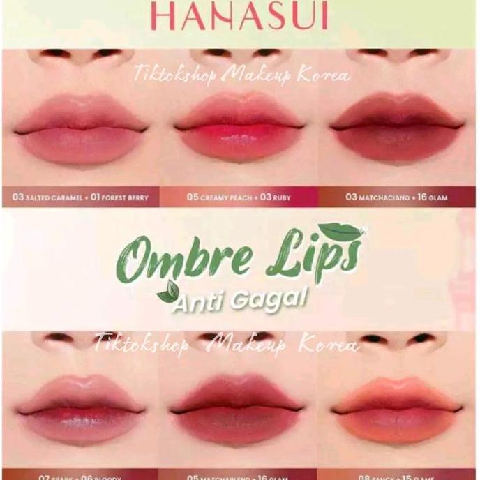 Lippapipu- 2Pcs Paket Hemat Ombre Hanasui Lipstik | Ombrelips Boba 02 Dan 16 Glam Lipstick Lipcream 