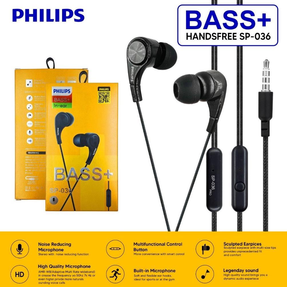 CUCI GUDANG JH HEADSET HANDSFREE PHILIPS AT-036 QP-036 SP-036 BASS+ IN-EAR STEREO EARPHONE AT036 QP0