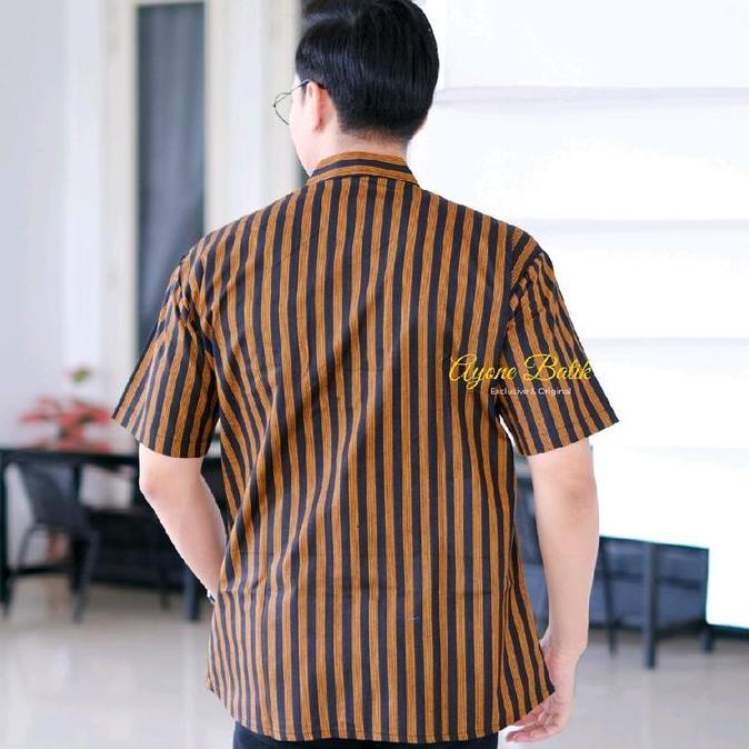 Kemeja Tradisional Lurik Pria Lengan Pendek Baju Lurik Pria Ekslusif Bahan Lurik Tenun Premium Adem 