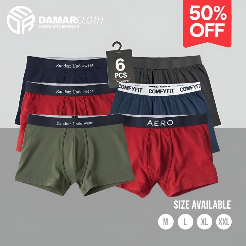 Paket (ISI 6 PCS) Celana Dalam Pria | CD Boxer Pria Bahan Katun | CD Pria Boxer Premium
