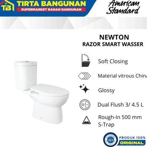 Spesial American Standard Newton Razor Smart Wasser Dual Flush Closet / Kloset / Toilet / Wc Duduk A