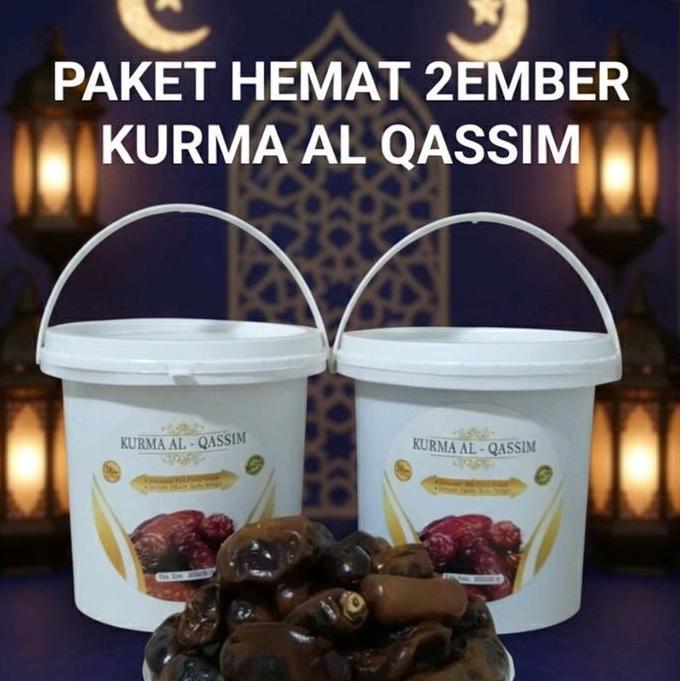 Kurma Al-Qassim 400gr x 2 Ember Organik Food Grade - Buah Kering Organik dengan Kemasan Kaleng Kecil