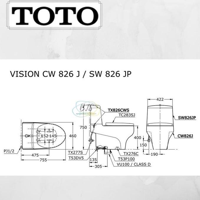 Miliki Kloset/Closet Toto Cw826J/Sw826Jp/Cw 826 J/Sw 826 Jp/Cw826 J/Cw 826J