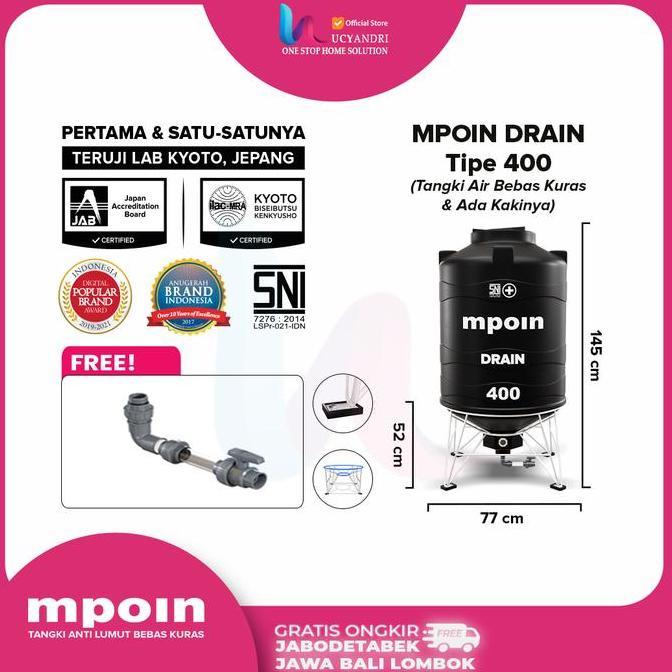 Diskon Harga Tangki Air Mpoin 350 Liter Toren Mpoin Plus 400 Drain Tandon