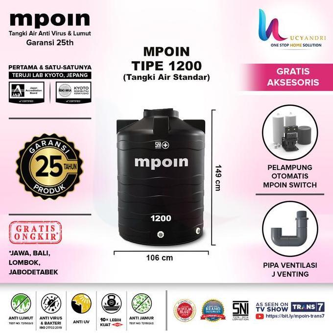 Spesial Tangki Air Mpoin 1200 Wave Toren Air Mpoin 1200 Liter Tandon Mpoinplus