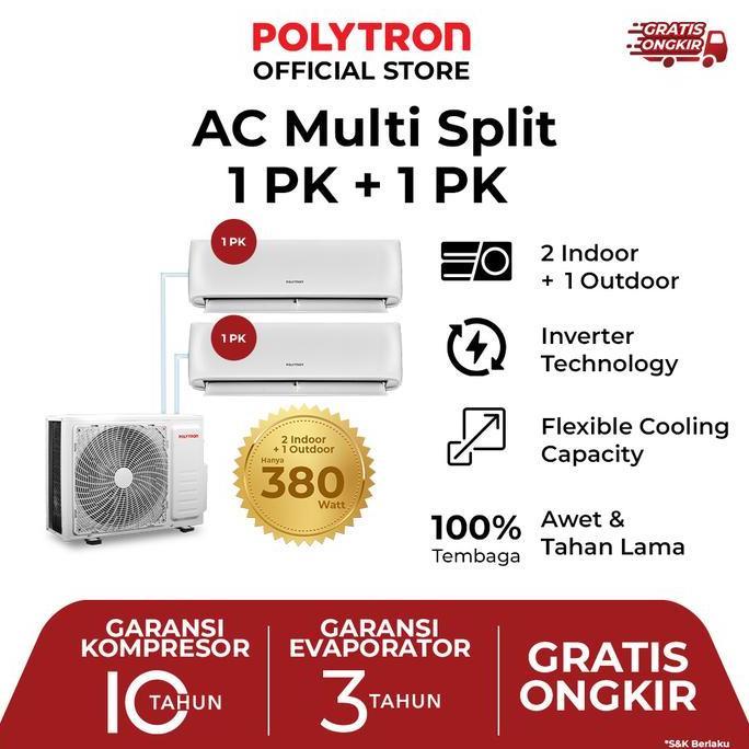 wevasz_shop - polytron multi split ac 1 pk 1 pk dan outdoor 2 pk pac 9918ms