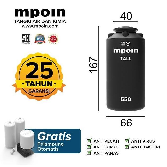 Spesial Tangki Air Mpoin Plus Tall 550 Liter Tandon Torrent