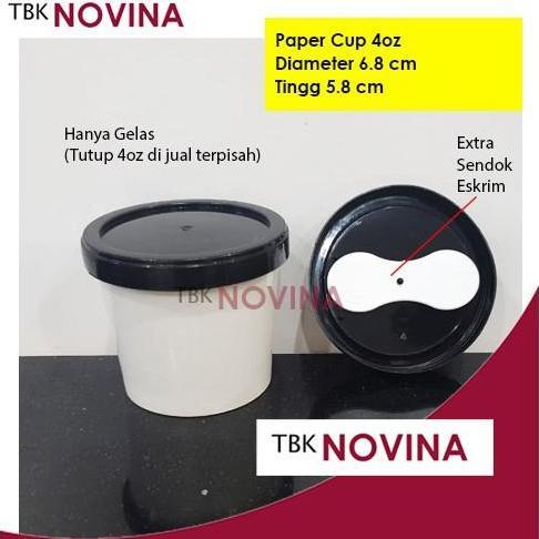 Memento- [50Pcs] Paper Cup 4Oz Tebal Gelas Saja Per Pack Kertas Ice Cream Eskrim Es Krim 4 Oz Murah