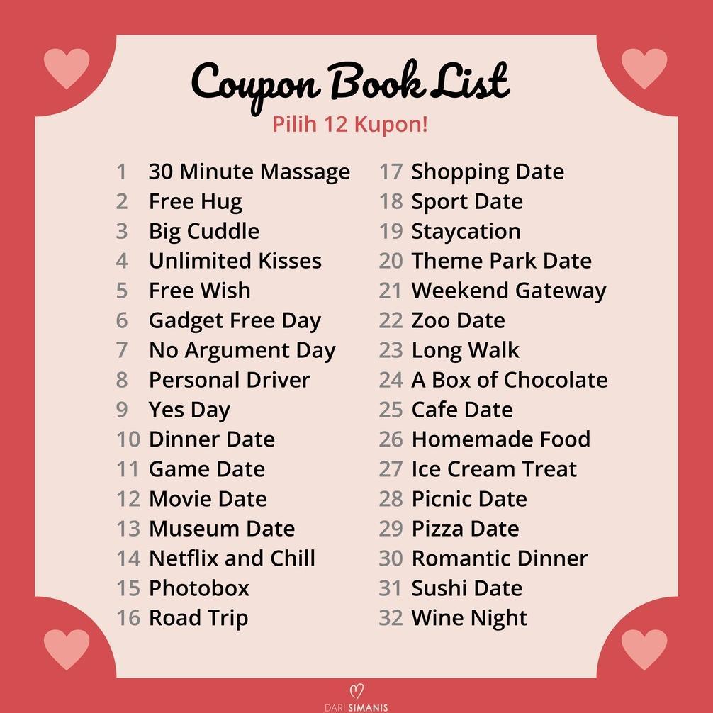 Love Coupon Book - Free Box - Love Coupon Kado Valentine Hadiah Pacar Kupon Super