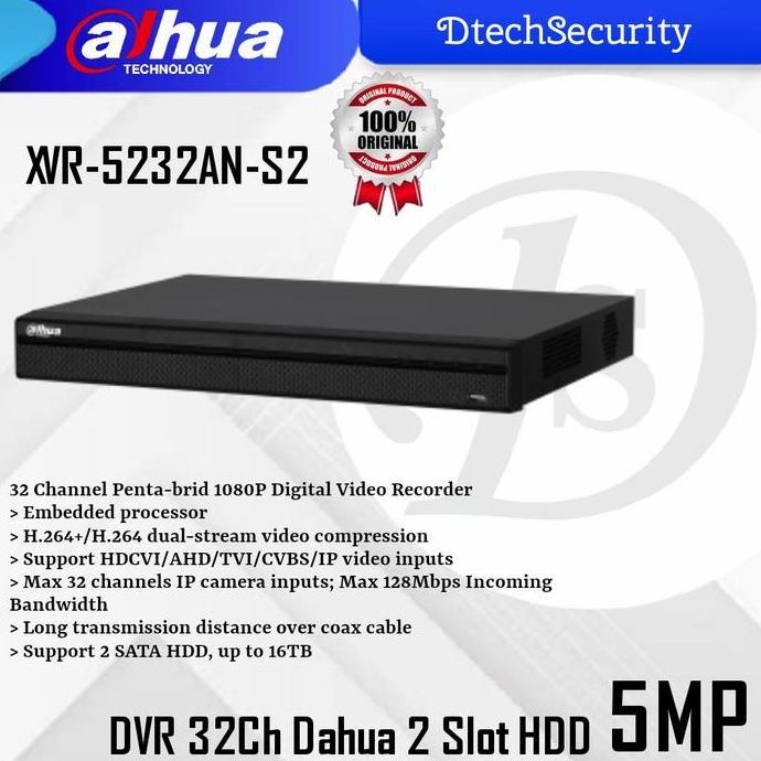 BEBAS ONGKIR - DVR Dahua 32Ch XvR 5232An S2 / Xvr Dahua 5MP 2Slot HDD