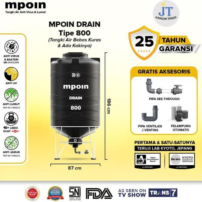 Diskon Toren Kuras Mpoin Plus 800 Liter Drain | Toren Air | Tandon Air