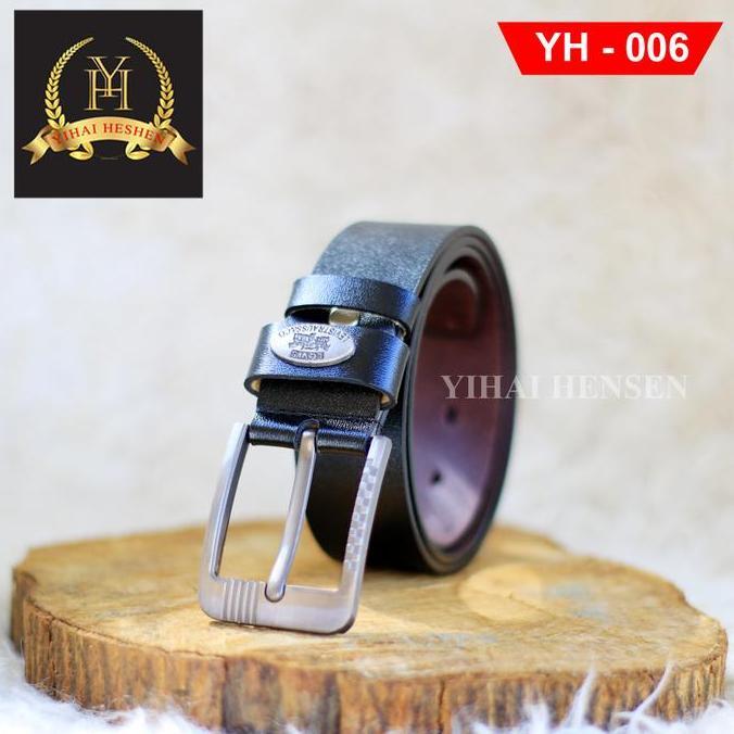 Mixfit- [Y&H] Ikat Pinggang Pria Kulit Leather Hitam Belt Ban Ikat Pinggang