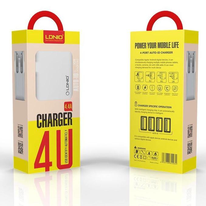 Charger Adapter LDNIO A4403 ORIGINAL / Kepala Charger Travel USB Port Wall