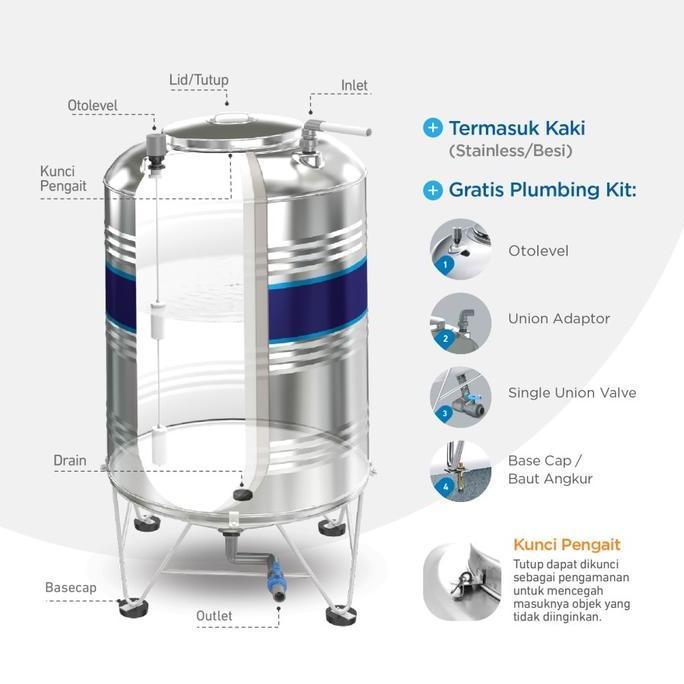 Spesial Tangki Air / Tandon / Toren Stainless Penguin 2000 Liter - Tbsk 2000