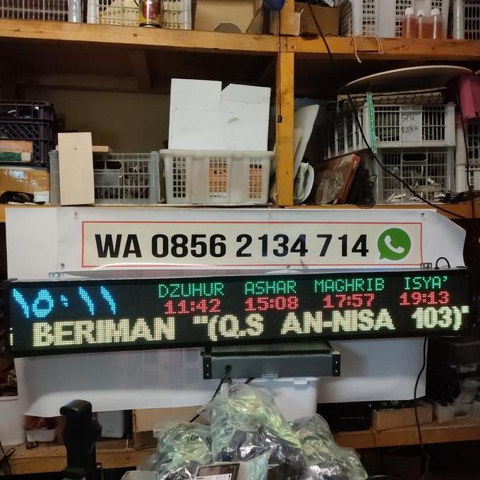 jam sholat full color 20 cm x 130 cm JAM DIGITAL MASJID NON TARTIL