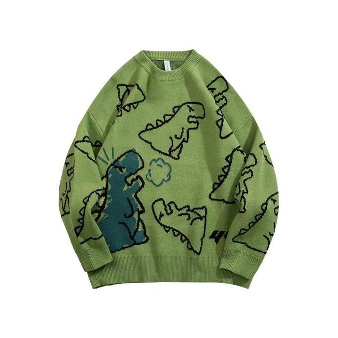 DR318 >> Dinosaur Sweater knitwear - Sweater Rajut Oversize Pria Wanita Korea
