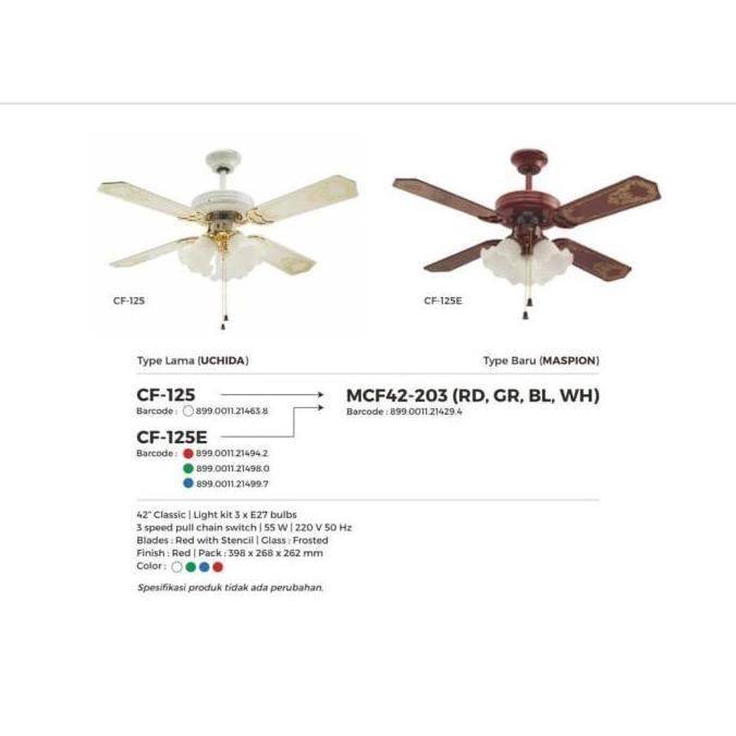 Kipas Plafon Maspion Uchida Ceiling Fan MCF42-203 WH - PUTIH