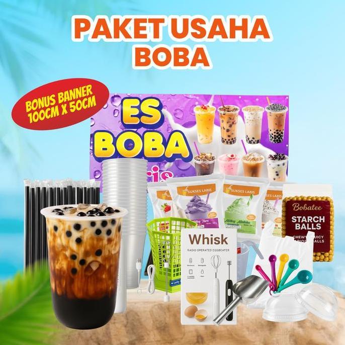 Terlaris Boba Paket Usaha Lengkap Kekinian | Boba + Peralatan Jualan X-Banner | Bubuk Minuman Boba 1