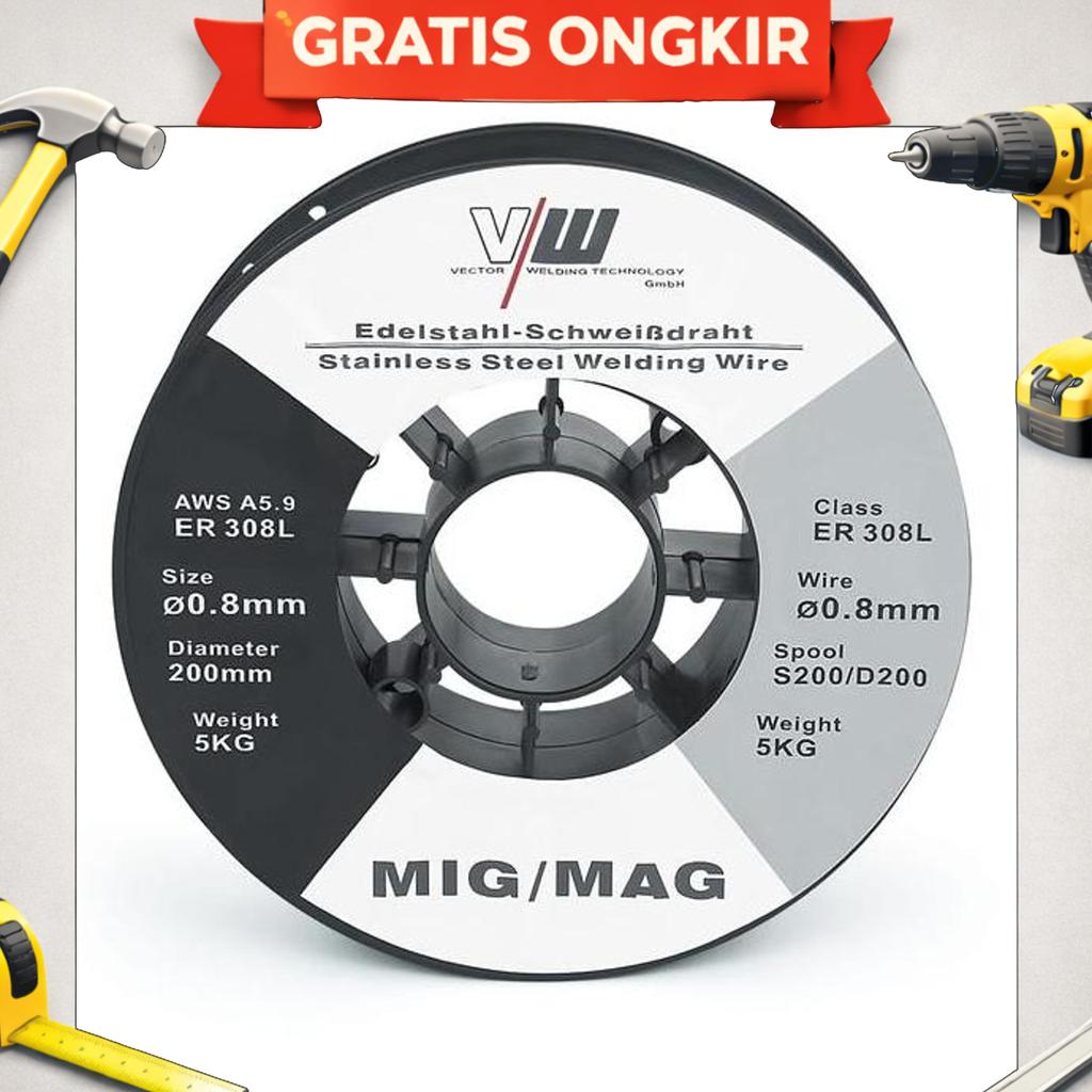 Kawat Las Mig Stainless Wire 308L Diameter 0.8Mm Berat 5 Kg