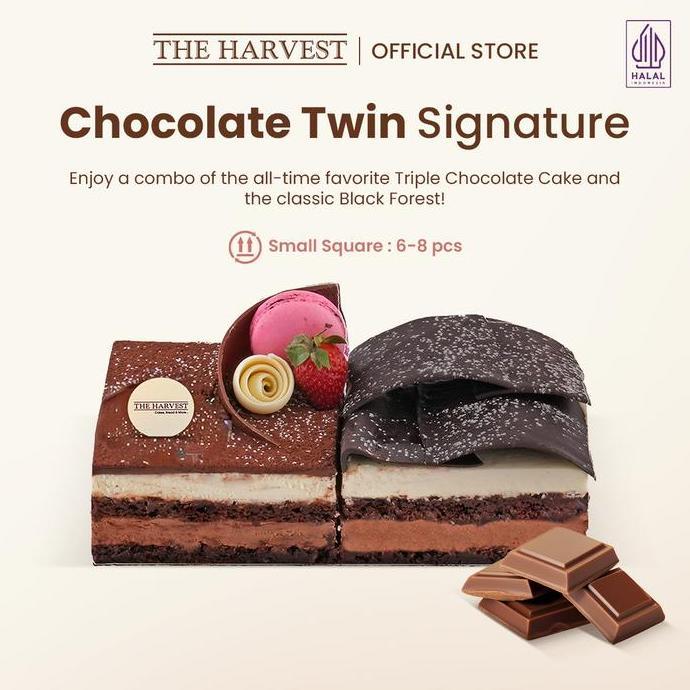 Chocolate Twin Signature Small Rectangle | Kue Ulang Tahun Rasa Dengan Pilihan 2 Rasa Coklat